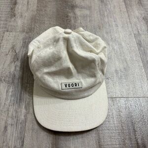 Vuori Signal Hemp Hat Natural Snap Back Closure Linen Ivory Logo Outdoors